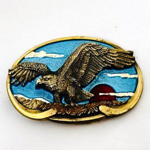 Eagle Belt Buckle Metal & Enamel - Great American Belt Co. USA Made 1988